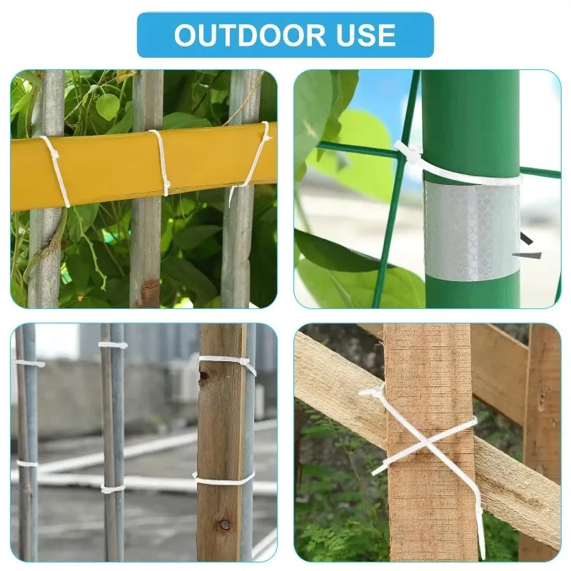 1-500pcs Plastic Straps Nylon Cable Ties Plastic Flanges Ties Cable Greenhouse Velcro Clamp Self-locking Fastening Wire Ties