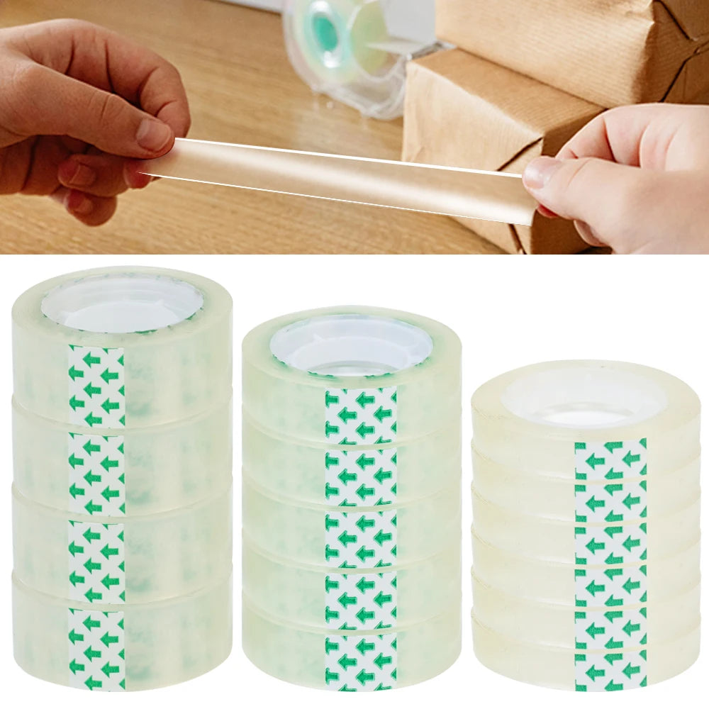 1-10 Rolls Transparent Tape Refills Wrapping Tape Roll 0.8cm 1.2cm 1.8cm High-viscosity Adhesive Tapes Home School Supplies