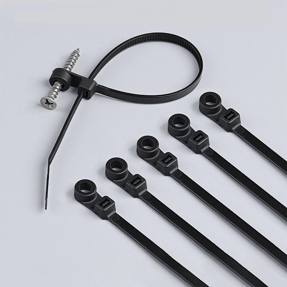 Screw Mount Cable Ties Nylon Heavy Duty Adjustable Self Locking Cord Zip Tie Screw Hole Wire Organizer Fastening Loop Straps