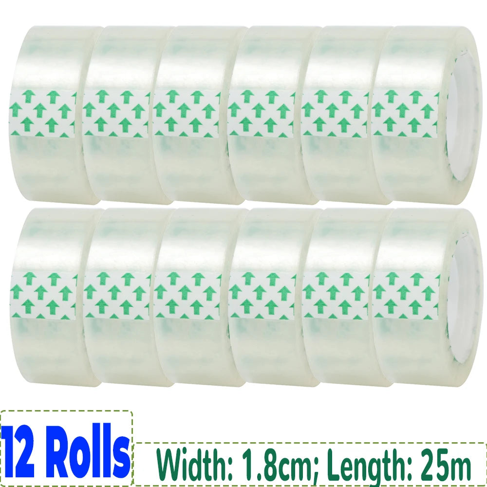 12/6/3/1rolls Transparent Tape Refills Wrapping Tape Roll 0.8cm 1.2cm 1.8cm High-viscosity Adhesive Tapes Home School Supplies