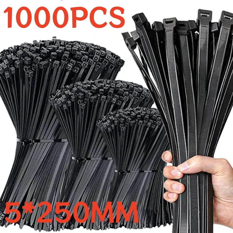 1000/100Pcs Wholesale Plastic Nylon Cable Ties Self-locking Cord Straps Widen thicken Cables Fastening Loop Wire Zip Tie