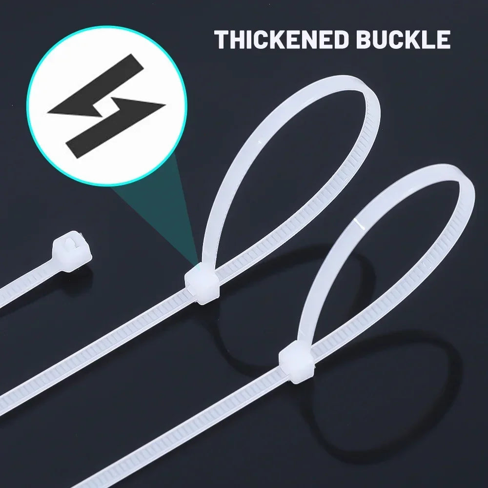 1000/100Pcs Wholesale Plastic Nylon Cable Ties Self-locking Cord Straps Widen thicken Cables Fastening Loop Wire Zip Tie