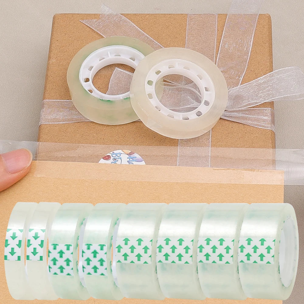 1-10 Rolls Transparent Tape Refills Wrapping Tape Roll 0.8cm 1.2cm 1.8cm High-viscosity Adhesive Tapes Home School Supplies