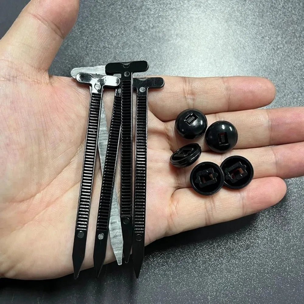 1000-100set Self-locking Universal Cable Tie Buckle Heavy Duty Zip Ties with Pin & Button Car Daily Repair Fastening Strap
