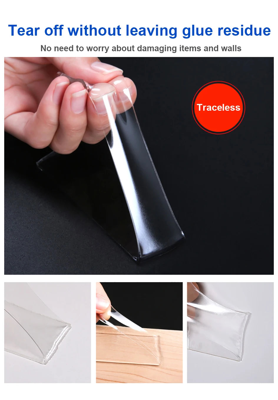 1-10m Ultra-strong Double-sided Adhesive Nano Tape Clear Removable Waterproof Extra Strong Sticky Strip Heavy-duty Two Side Tape