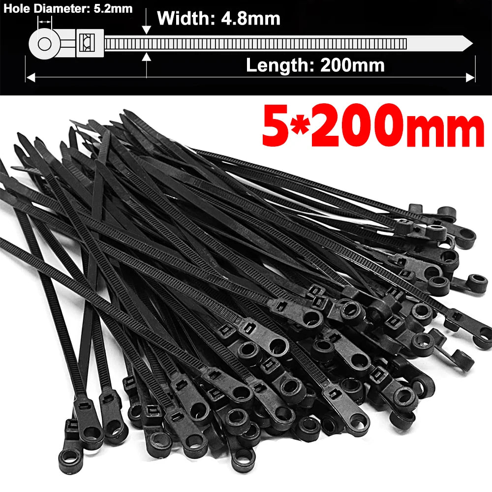 Screw Mount Cable Ties Nylon Heavy Duty Adjustable Self Locking Cord Zip Tie Screw Hole Wire Organizer Fastening Loop Straps