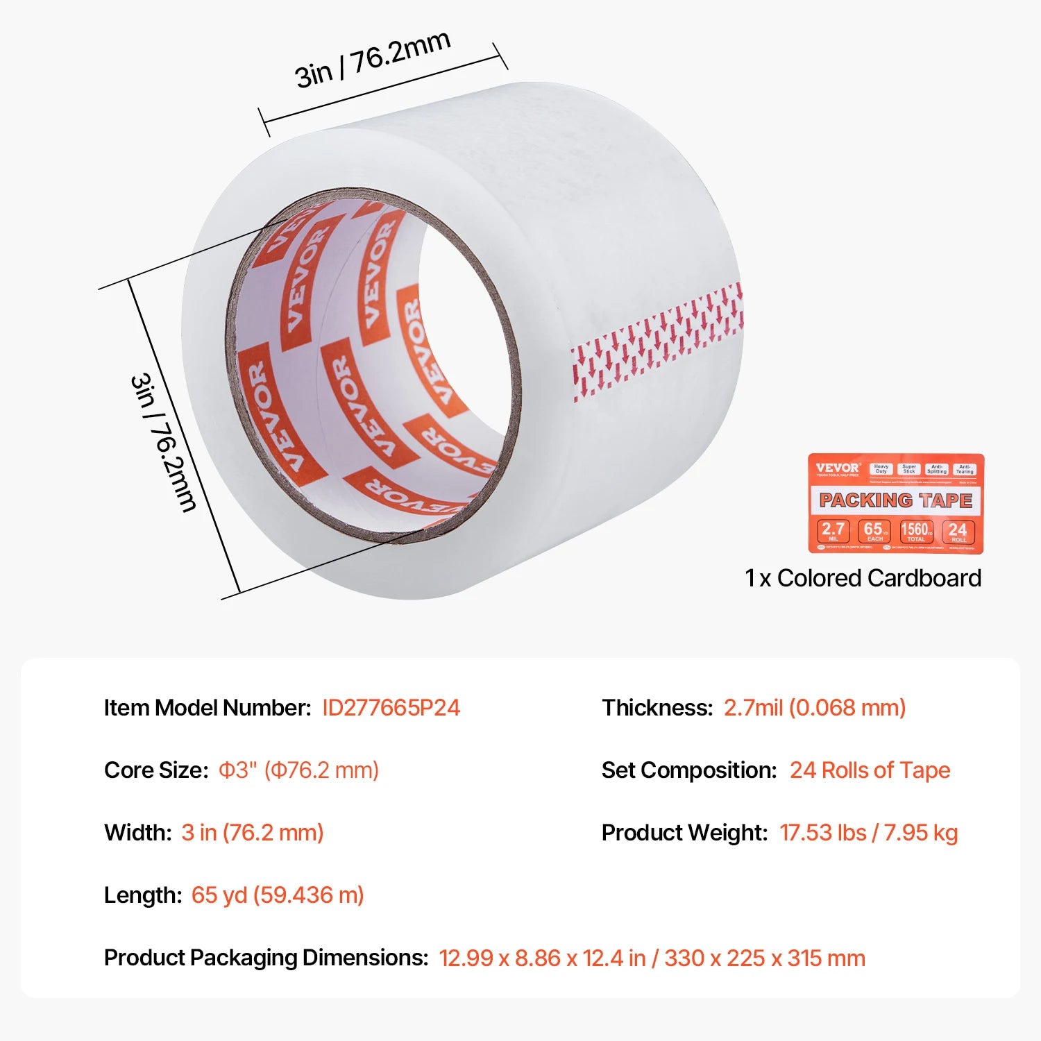 SucceBuy 6/24 Rolls 7.6CM 70M High Viscosity Clear Adhesive Tape Transparent Packaging Tape for Office Wrapping Express Packing