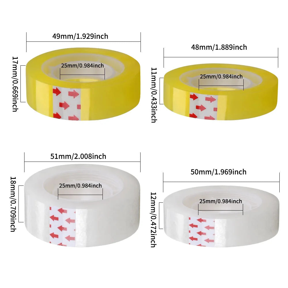 OPP 8-12 Rolls Transparent Tape Refills, Clear Tape, All-Purpose Transparent Glossy Tape for Office, Home, School