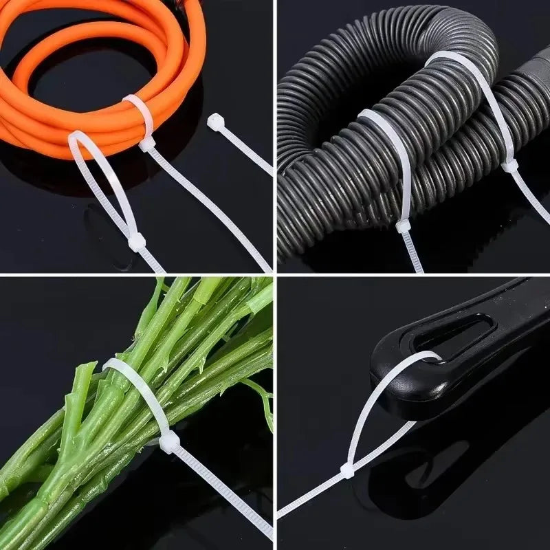1-500pcs Plastic Straps Nylon Cable Ties Plastic Flanges Ties Cable Greenhouse Velcro Clamp Self-locking Fastening Wire Ties