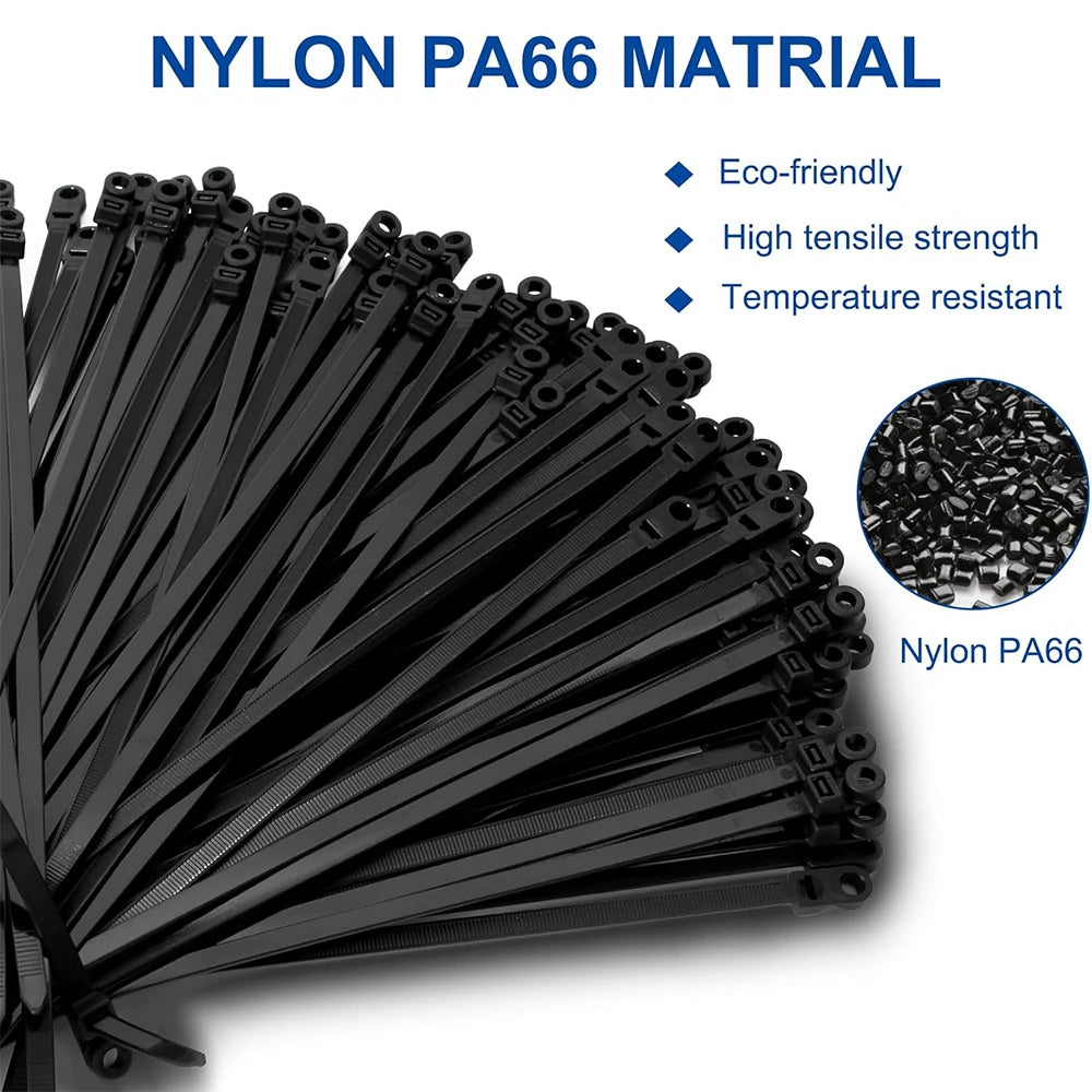 Screw Mount Cable Ties Nylon Heavy Duty Adjustable Self Locking Cord Zip Tie Screw Hole Wire Organizer Fastening Loop Straps
