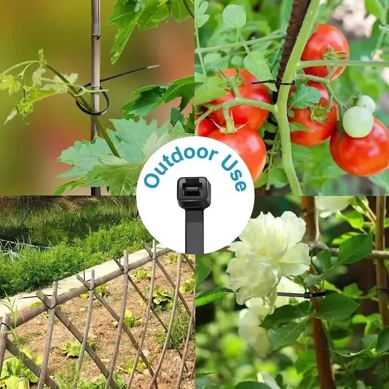 1-500pcs Plastic Straps Nylon Cable Ties Plastic Flanges Ties Cable Greenhouse Velcro Clamp Self-locking Fastening Wire Ties