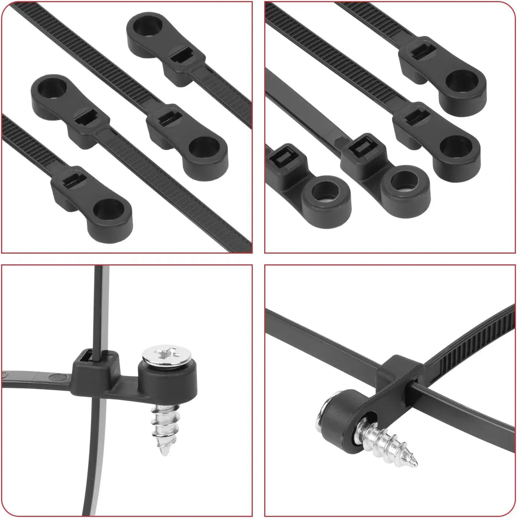 Screw Mount Cable Ties Nylon Heavy Duty Adjustable Self Locking Cord Zip Tie Screw Hole Wire Organizer Fastening Loop Straps