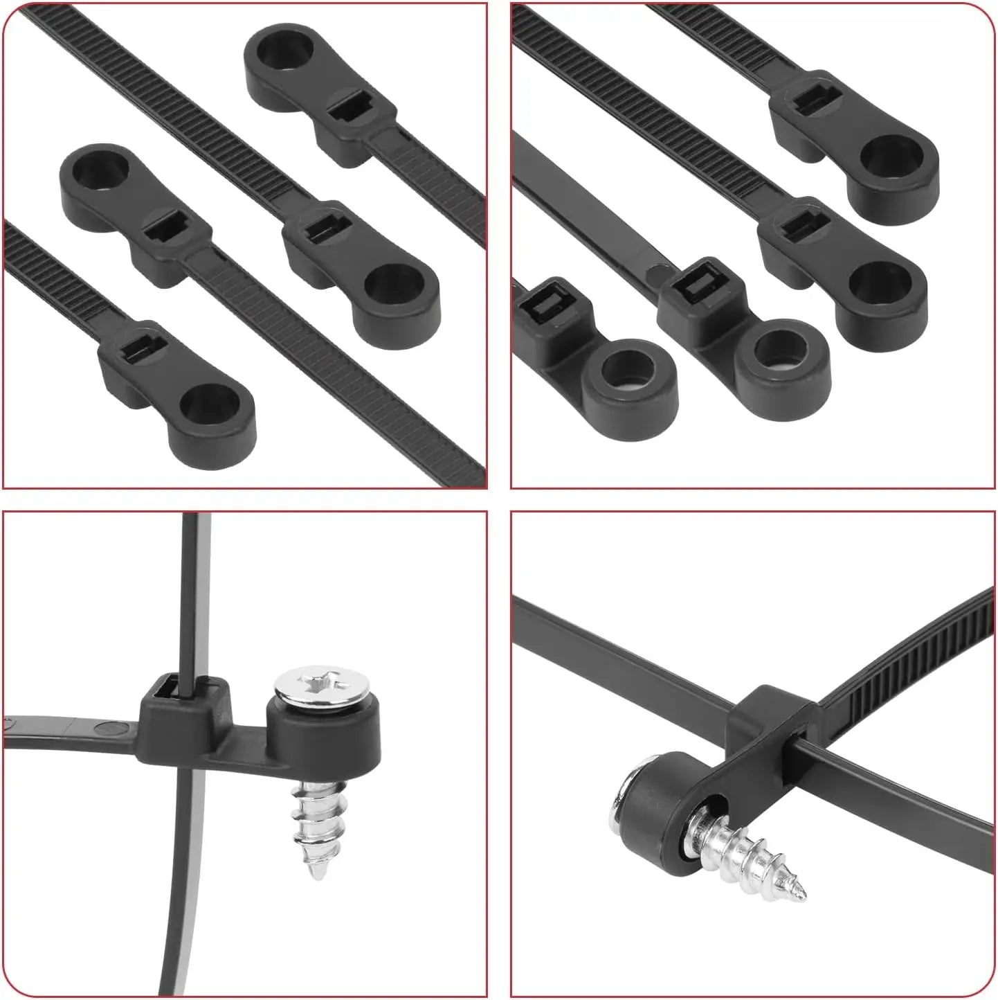 Screw Mount Cable Ties Nylon Heavy Duty Adjustable Self Locking Cord Zip Tie Screw Hole Wire Organizer Fastening Loop Straps