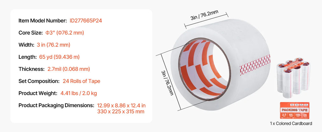 SucceBuy 6/24 Rolls 7.6CM 70M High Viscosity Clear Adhesive Tape Transparent Packaging Tape for Office Wrapping Express Packing