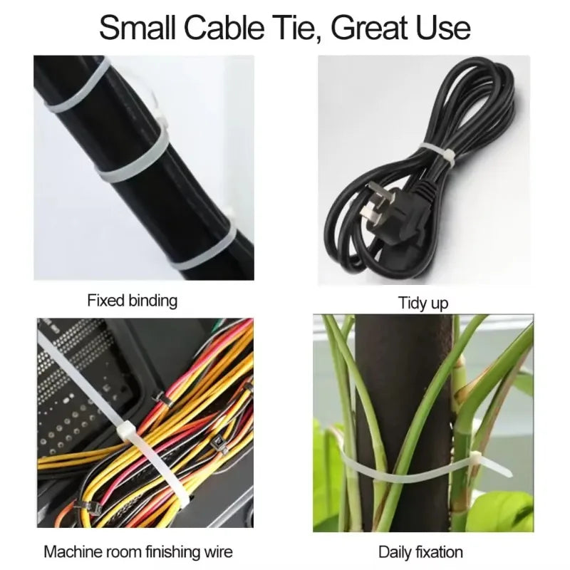 1-500pcs Plastic Straps Nylon Cable Ties Plastic Flanges Ties Cable Greenhouse Velcro Clamp Self-locking Fastening Wire Ties