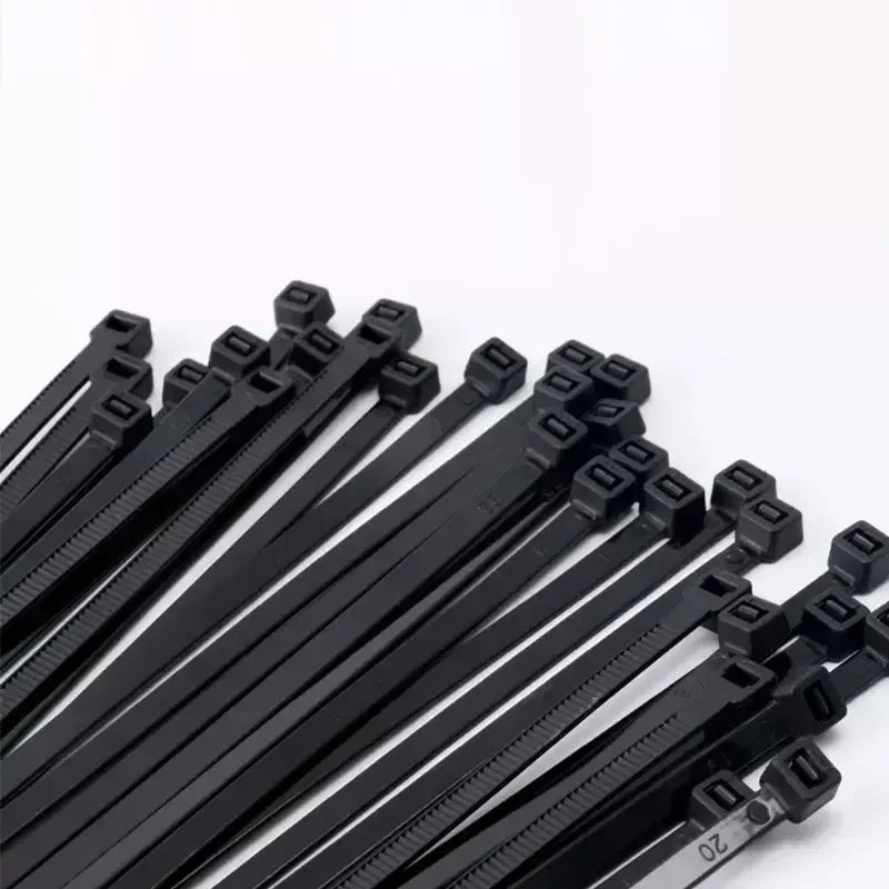 Multipack Nylon Cable Ties 200/300/500mm, Self-Locking Black Zip Ties for Home Organization, Garden, DIY Crafts - 250/500pcs/Bag