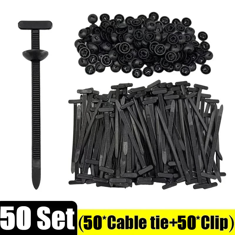 1000-100set Self-locking Nylon Universal Cable Tie Buckle Heavy Duty Zip Ties with Pin & Button Car Daily Repair Fastening Strap