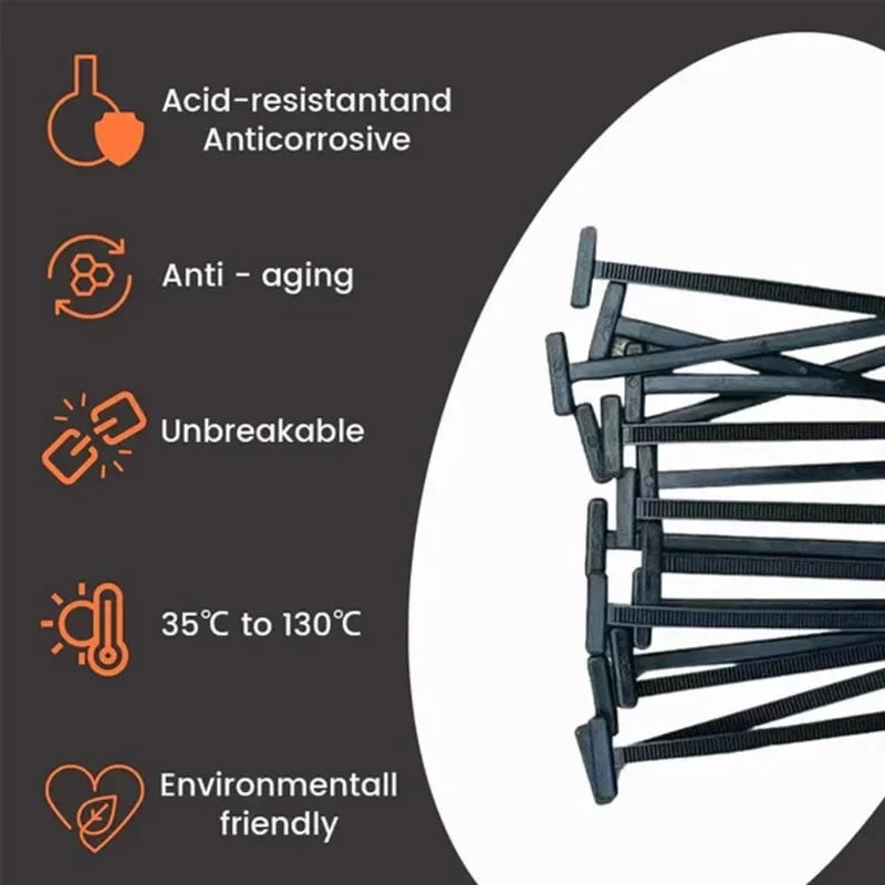 500/10 Pcs Nylon Universal Cable Tie Buckle Heavy Duty Self-Locking Nylon Zip Ties Holder Multipurpose Plastic Cable Ties Tool