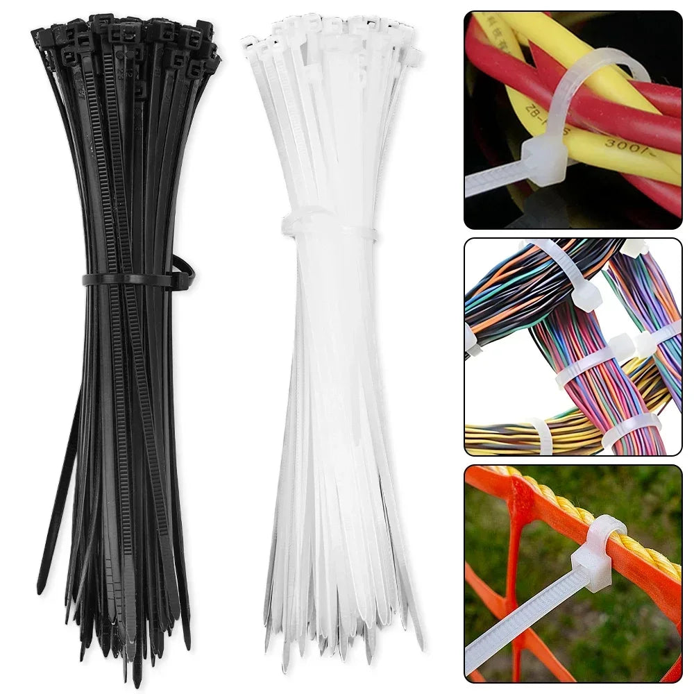 1000/100Pcs Wholesale Plastic Nylon Cable Ties Self-locking Cord Straps Widen thicken Cables Fastening Loop Wire Zip Tie