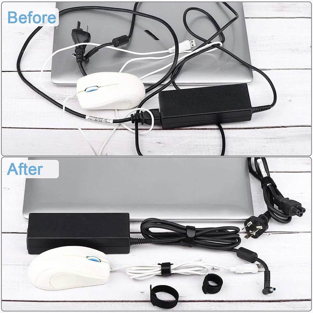 Releasable Cable Ties Black Nylon Loop and Hoop Fastener Tape Cord Straps Wire Organizer Multi-Purpose Bundling Wrap Tie