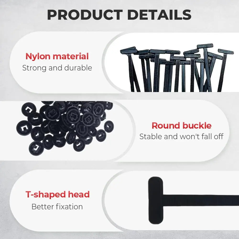 500/10 Pcs Nylon Universal Cable Tie Buckle Heavy Duty Self-Locking Nylon Zip Ties Holder Multipurpose Plastic Cable Ties Tool
