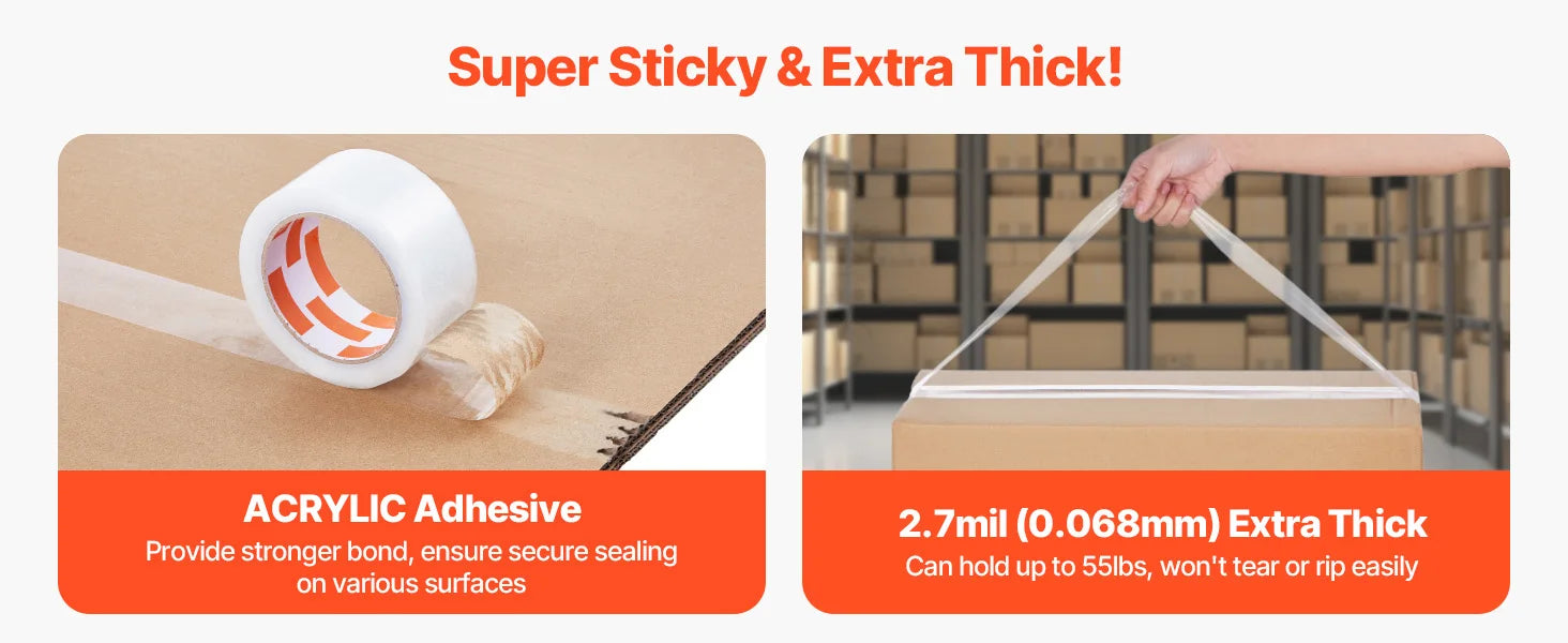 SucceBuy 18/24/36 Rolls Transparent Tape 4.8cm High Adhesive Clear Adhesive Tape for Box Carton Sealing Packing Mounting Fixing