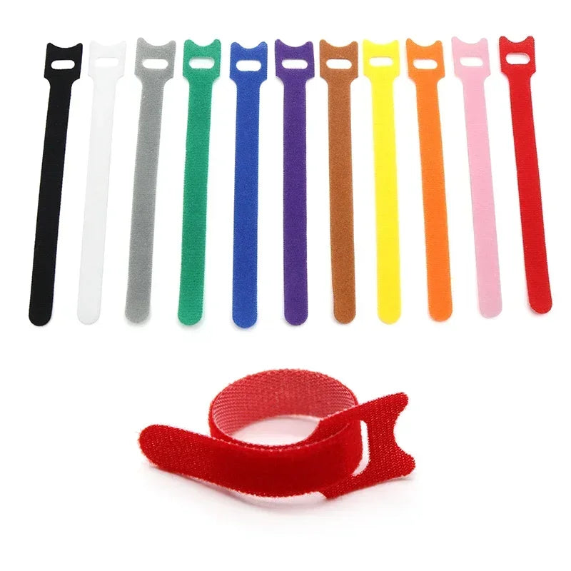 Releasable Cable Ties Wire Organizer Black 15 20 25 30cm Nylon Hook Loop Straps Wrap Zip Bundle Bandage Tie Plastics Fastening