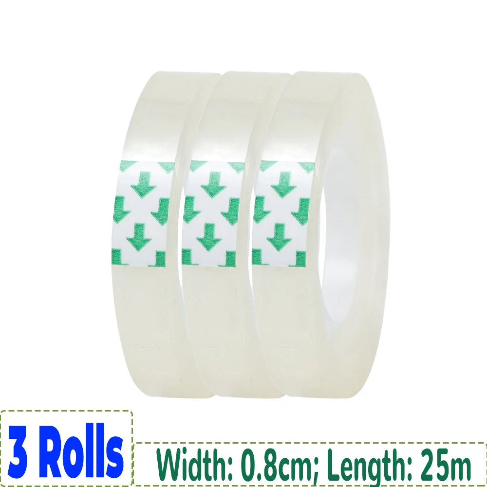 12/6/3/1rolls Transparent Tape Refills Wrapping Tape Roll 0.8cm 1.2cm 1.8cm High-viscosity Adhesive Tapes Home School Supplies