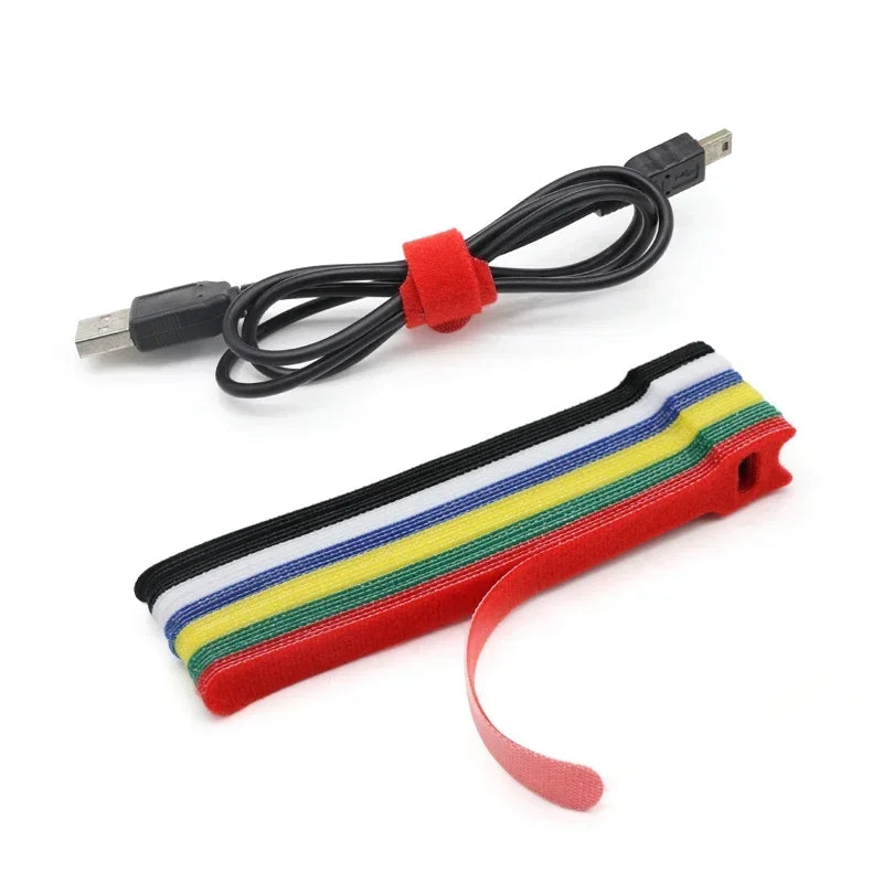 Releasable Cable Ties Wire Organizer Black 15 20 25 30cm Nylon Hook Loop Straps Wrap Zip Bundle Bandage Tie Plastics Fastening