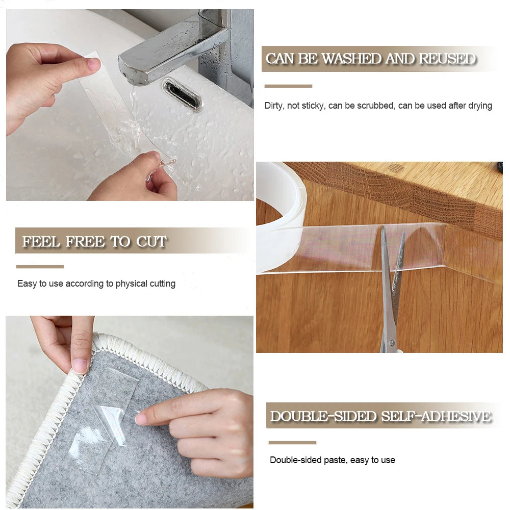 Double Sided Tape Heavy Duty Nano Tape Thickened Transparent Adhesive Acrylic Mounting Tape for Home Kitchen Bathroom