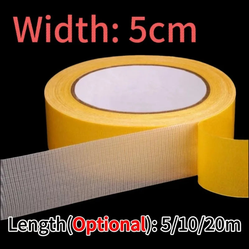 5/10/20m Double Sided Tape Strong Traceless Adhesive Waterproof Fixation Mat Carpet Tape Translucent Mesh High Viscosity Tapes