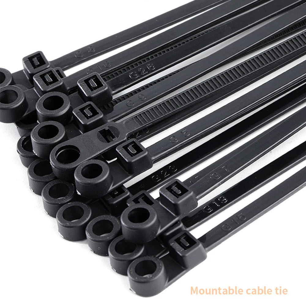 Screw Mount Cable Ties Nylon Heavy Duty Adjustable Self Locking Cord Zip Tie Screw Hole Wire Organizer Fastening Loop Straps