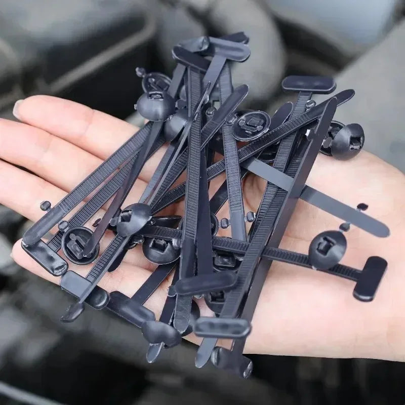 1000-100set Self-locking Nylon Universal Cable Tie Buckle Heavy Duty Zip Ties with Pin & Button Car Daily Repair Fastening Strap