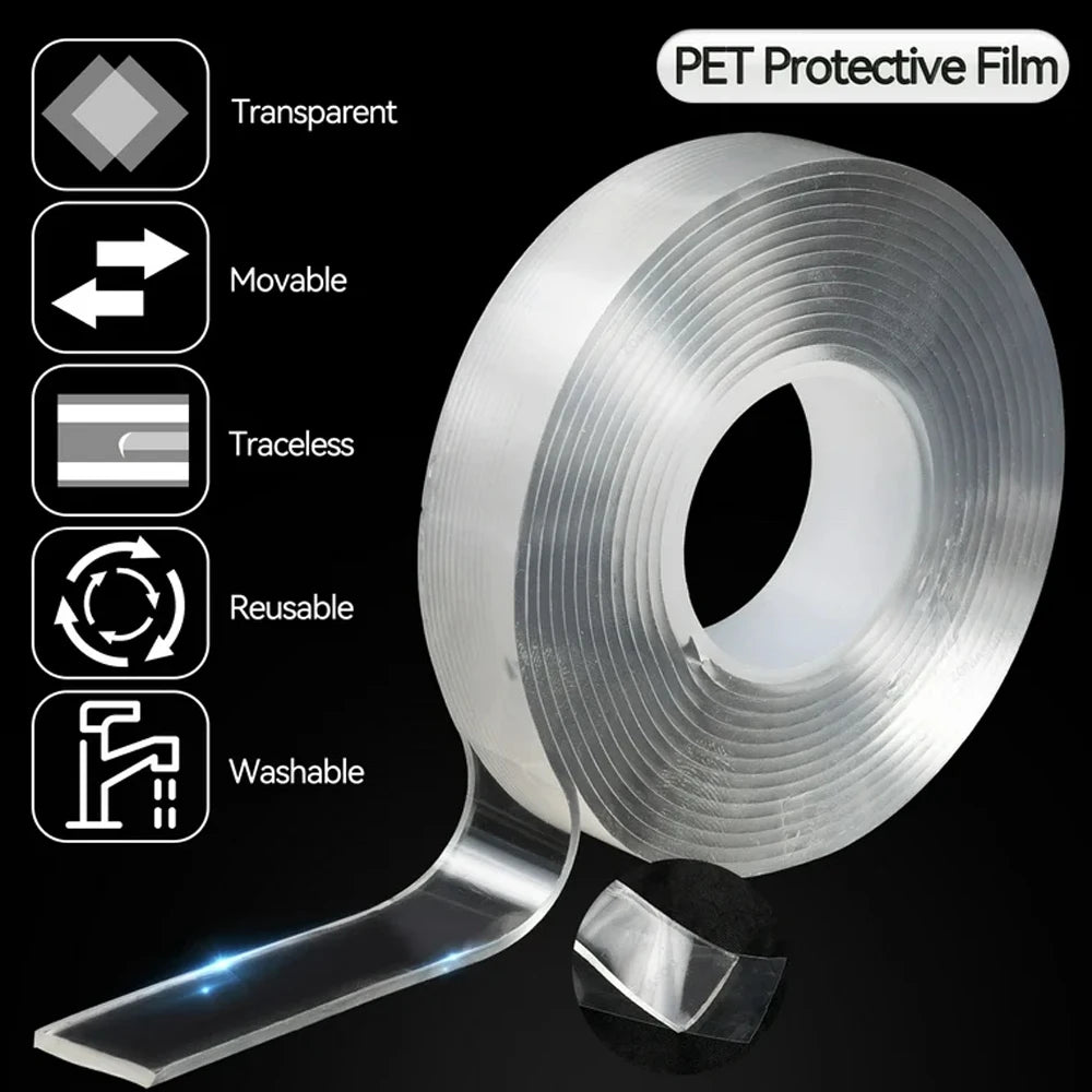 1-10Pcs 1/2/3/5m Nano Tape Super Strong Double Sided Adhesive Tape Non-slip Waterproof Transparent Tape For Bathroom Kitchen