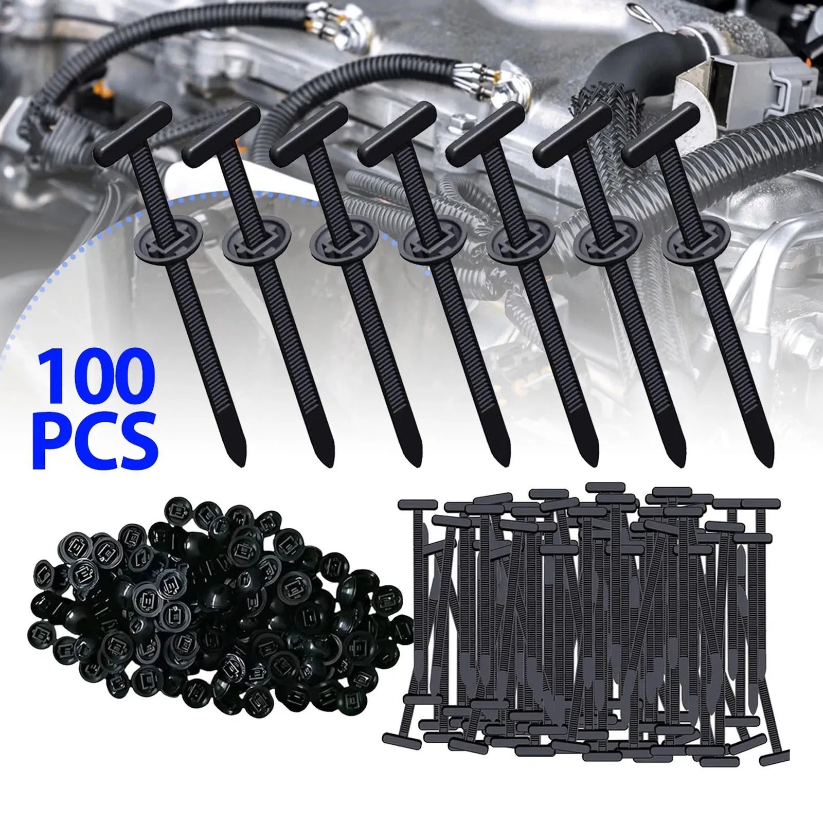 100Pcs/Set Nylon Universal Cable Tie Buckle Self-locking Cable Tie Buckle Installation-free Cable Tie Adjustable Strap Clamp