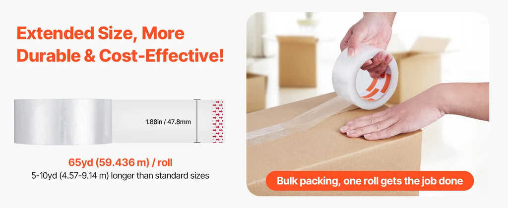 SucceBuy 18/24/36 Rolls Transparent Tape 4.8cm High Adhesive Clear Adhesive Tape for Box Carton Sealing Packing Mounting Fixing
