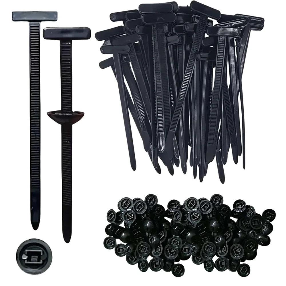 Universal Nylon Cable Tie Buckle Heavy Duty Zip Ties with Clips Button Wire Strapping Holder Wrap Auto Car Fasteners Organizer