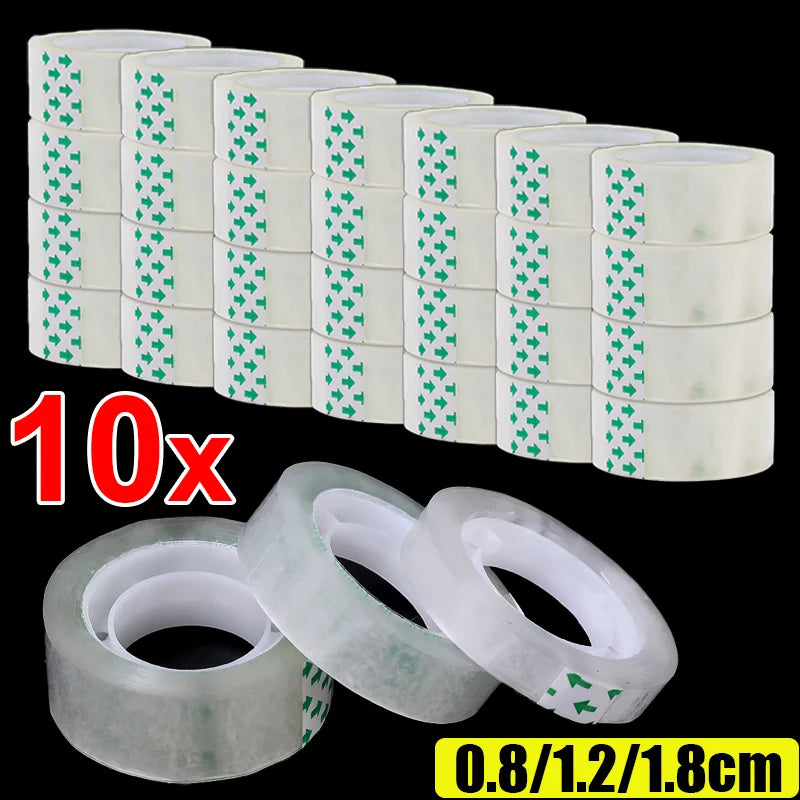 1-10 Rolls Transparent Tape Refills 18/12/8mm Clear Tape Refills For Dispenser Invisible Tapes For Office Home School Supplies