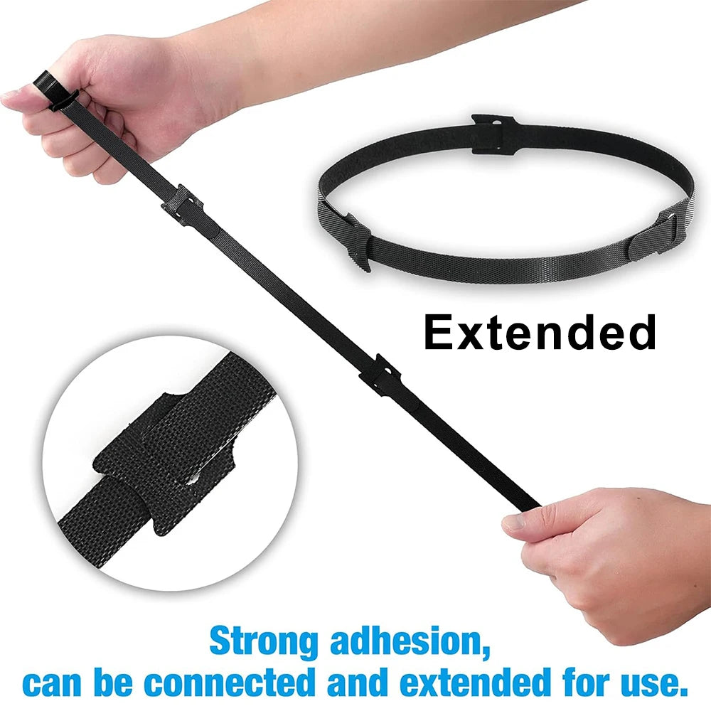 Releasable Cable Ties Black Nylon Loop and Hoop Fastener Tape Cord Straps Wire Organizer Multi-Purpose Bundling Wrap Tie