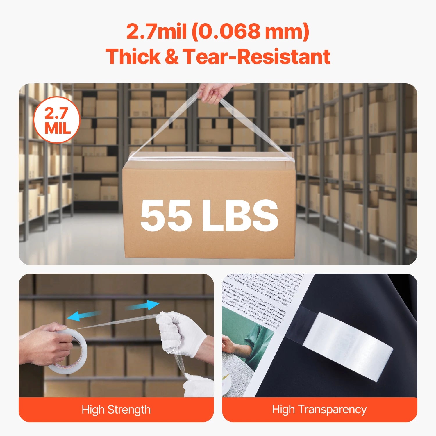SucceBuy 18/24/36 Rolls Transparent Tape 4.8cm High Adhesive Clear Adhesive Tape for Box Carton Sealing Packing Mounting Fixing