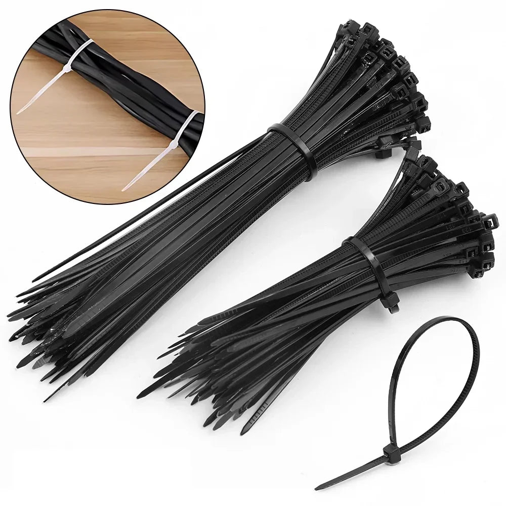 1000/100Pcs Wholesale Plastic Nylon Cable Ties Self-locking Cord Straps Widen thicken Cables Fastening Loop Wire Zip Tie