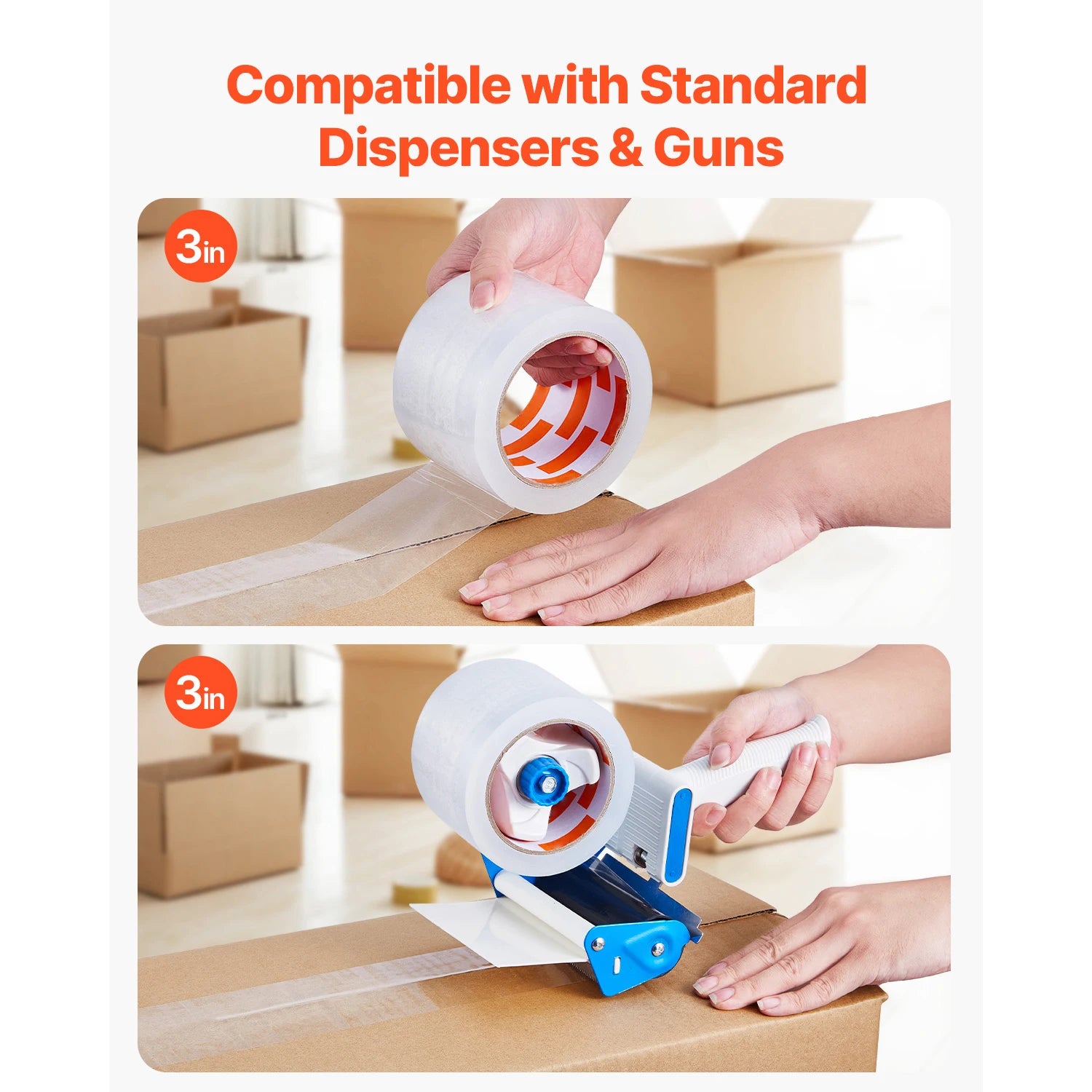 SucceBuy 6/24 Rolls 7.6CM 70M High Viscosity Clear Adhesive Tape Transparent Packaging Tape for Office Wrapping Express Packing