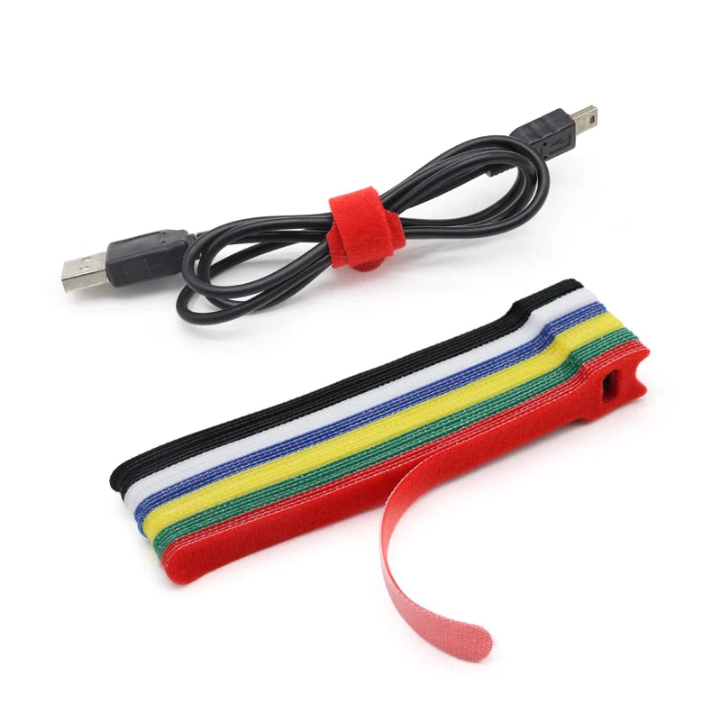Releasable Cable Ties Wire Organizer Black 15 20 25 30cm Nylon Hook Loop Straps Wrap Zip Bundle Bandage Tie Plastics Fastening