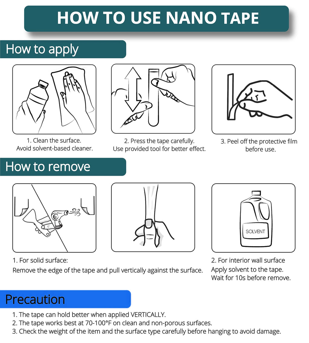 Double Sided Tape Heavy Duty Nano Tape Thickened Transparent Adhesive Acrylic Mounting Tape for Home Kitchen Bathroom