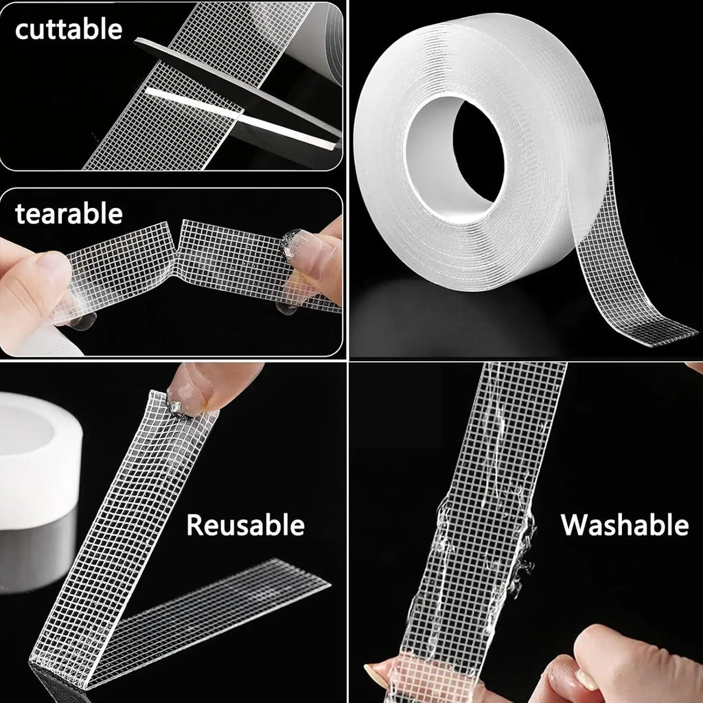 Strong Nano Double Sided Tape Waterproof Removable Transparent Adhesive for Home Kitchen Office Wall Hanging Photos Decor Crafts