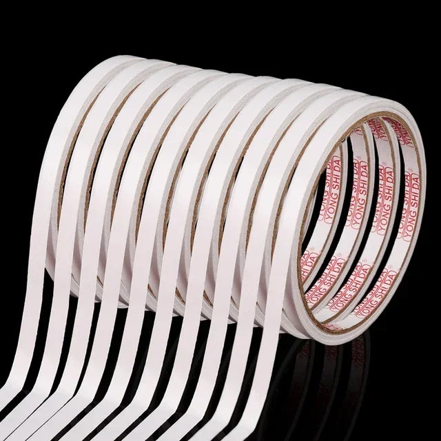 10 Rolls Double Sided Adhesive Tape 8M Ultra-thin White Strong Tape Sticker for Home Office Craft Double Sided Tape Sticky Paper
