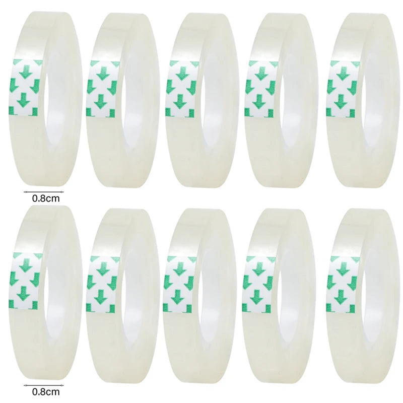 20-1Roll Transparent Adhesive Tape 0.8cm 1.2cm 1.8cm Width Strong Clear Sealing Tape for Office School Home Packaging Stationery