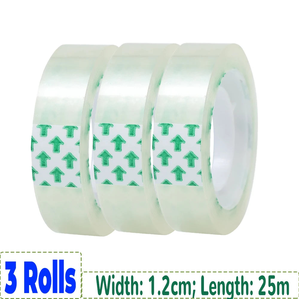 12/6/3/1rolls Transparent Tape Refills Wrapping Tape Roll 0.8cm 1.2cm 1.8cm High-viscosity Adhesive Tapes Home School Supplies
