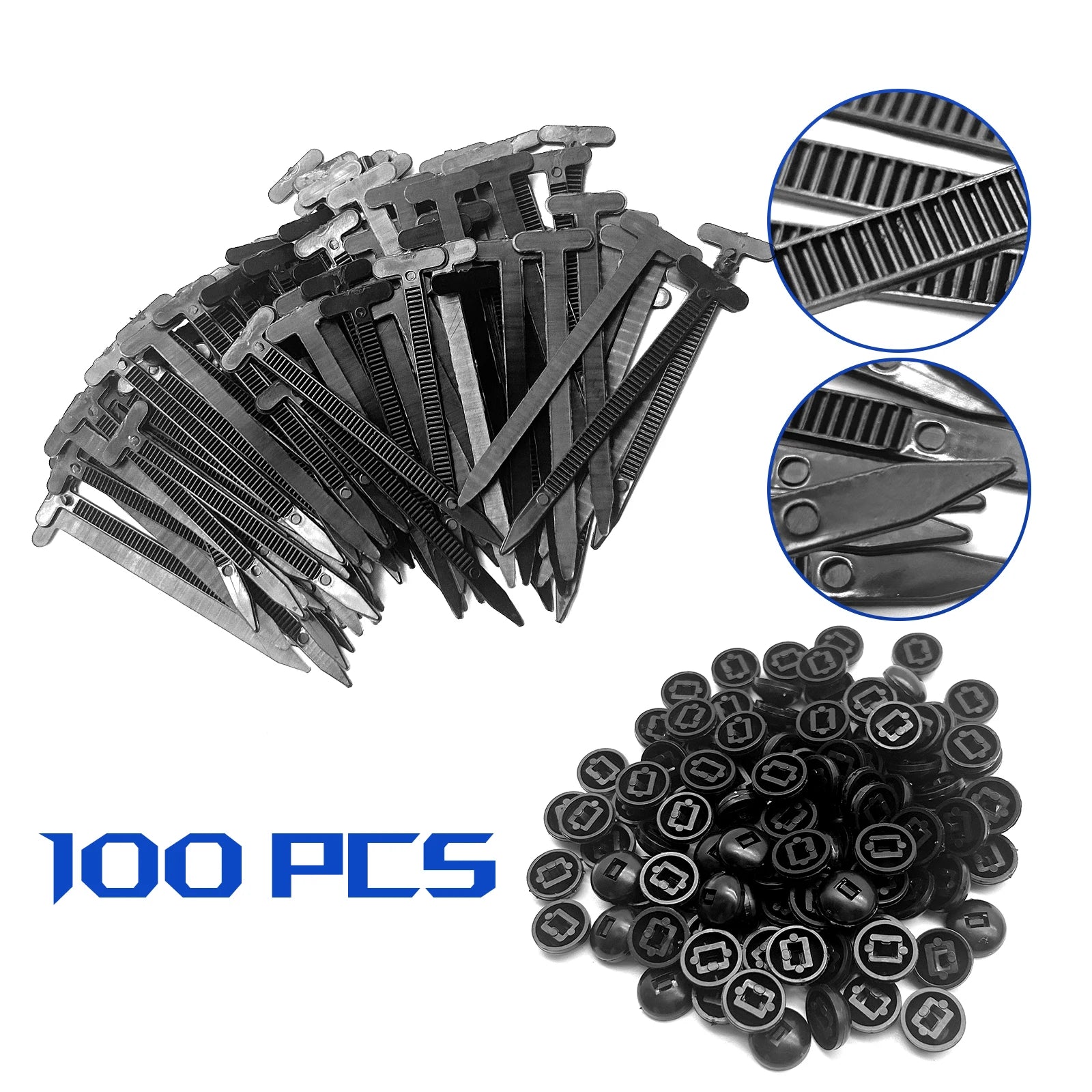 100Pcs/Set Nylon Universal Cable Tie Buckle Self-locking Cable Tie Buckle Installation-free Cable Tie Adjustable Strap Clamp