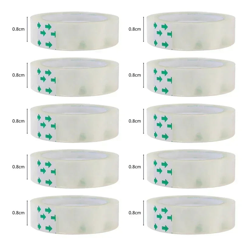 1-10 Rolls Transparent Tape Refills Wrapping Tape Roll 0.8cm 1.2cm 1.8cm High-viscosity Adhesive Tapes Home School Supplies